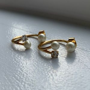 Pearl and Crystal Drop Hoop Earrings